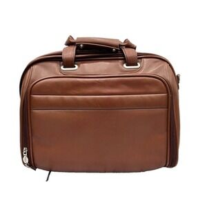 McKlein Leather Brown Laptop Briefcase Multi Zip Compartment USA Bag